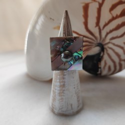 Fancy ring with mother-of-pearl and black pearl