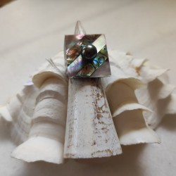 Fancy ring with mother-of-pearl and black pearl