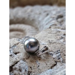 Bélière en argent avec perle de Tahiti naturelle | Bijou unique