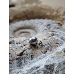 Bélière en argent avec perle de Tahiti naturelle | Bijou unique