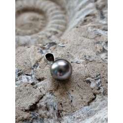 Bélière en argent avec perle de Tahiti naturelle | Bijou unique